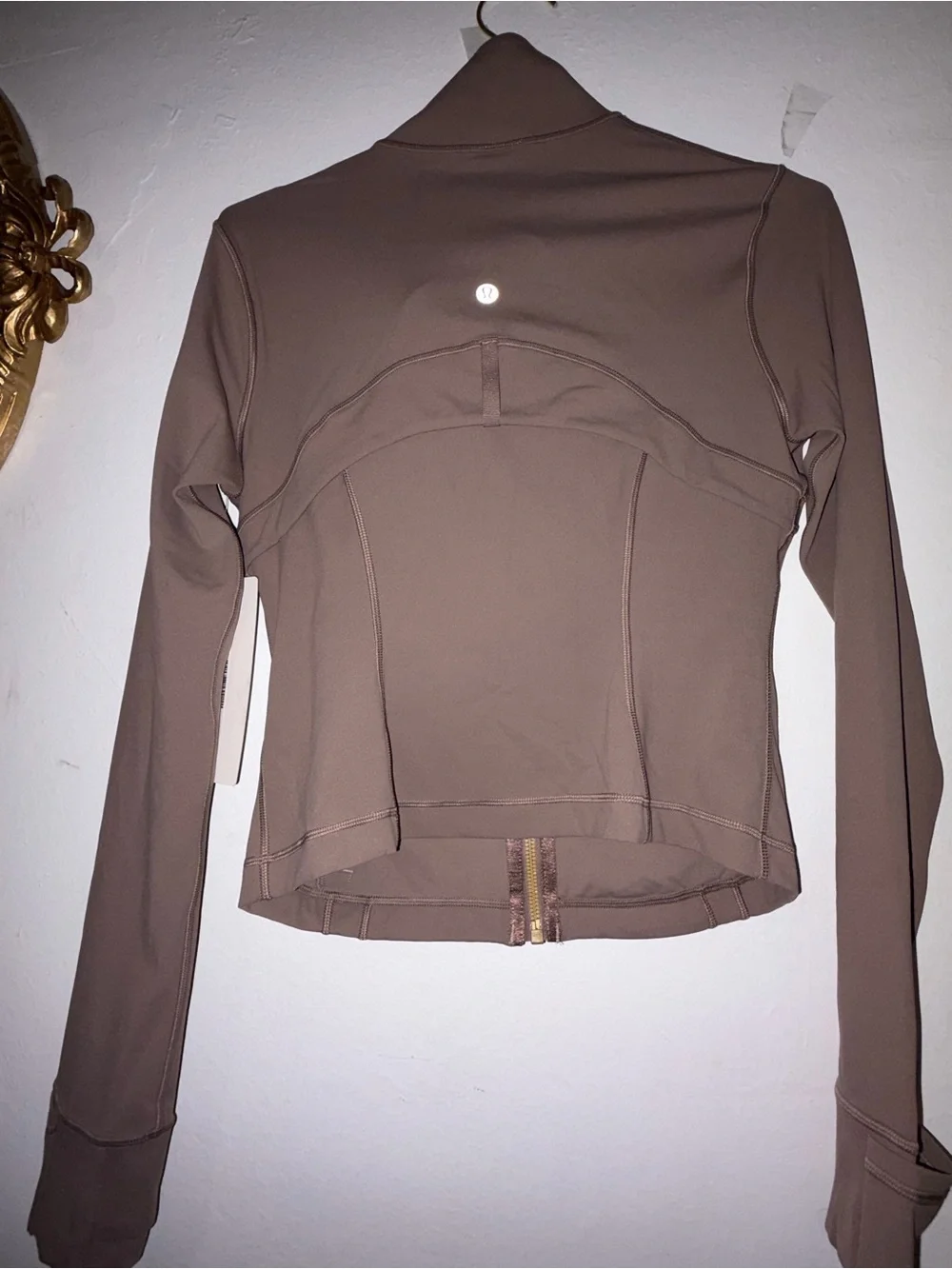 lululemon athletica Taupe Zip-Up Utility Jacket with Gold Hardware